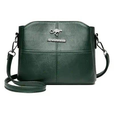 Green Leather Shoulder Messenger Bag for Women