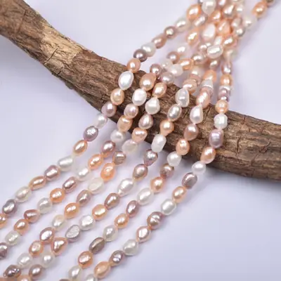 Natural Freshwater Pearl Baroque Necklace with Light Colors