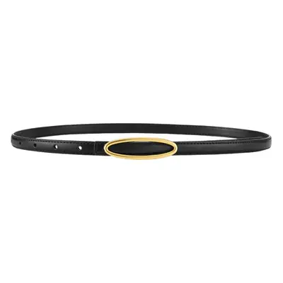 New Leather Belt Women Textured Cowhide Oval Buckle