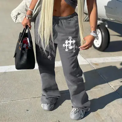 European American Cross-Country Sweatpants Grey Printed