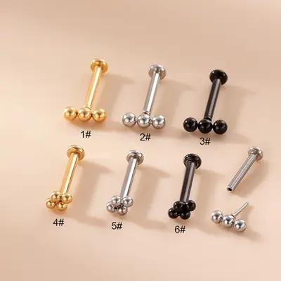 Stainless Steel Wave Bead Lip Puncture Jewelry Set