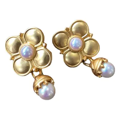 Electroplated Pearl Flower Earrings for Women