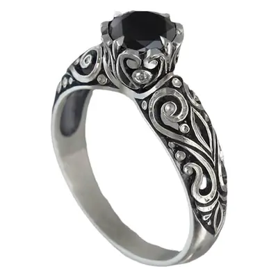 Huajie Silver White Zircon Floral Ring for Women