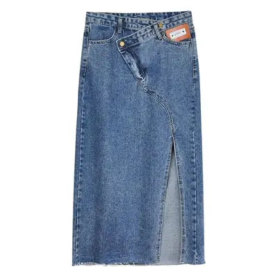 Large Size Women Denim Split Skirt High Waist Autumn