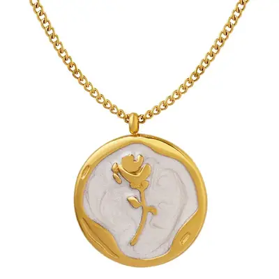 Gold Plated Rose Pendant Necklace Set for Women