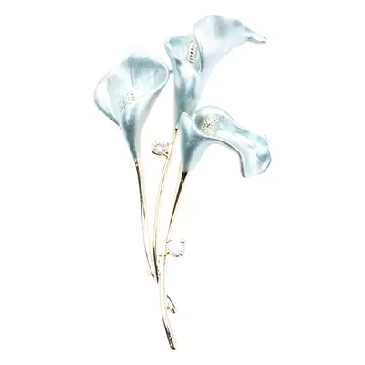 Blue Powder Calla Drop Oil Brooch for Women