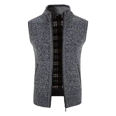Men's Grey Knit Fleece Vest Large