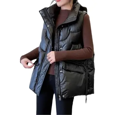 Women Glossy Cotton Vest Autumn Winter New Style Loose Vest