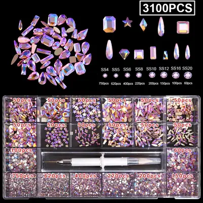 21-Piece Irregular Rhinestone Nail Art Set