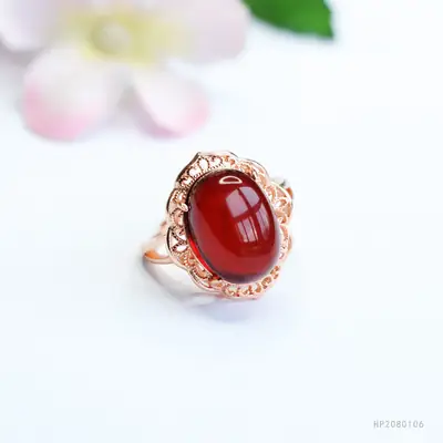 Guan Yu Natural Blood Amber Ring Water Purifying
