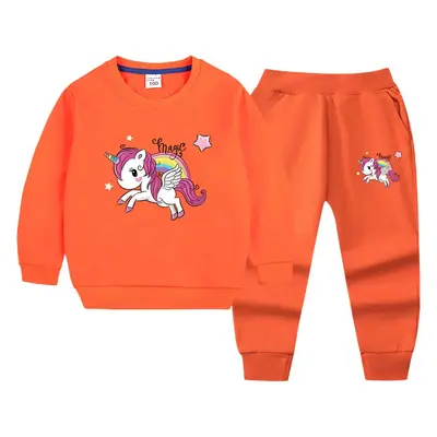 Children's Unicorn Sweatshirt Pants Set Pink Black Cotton Spring Autumn