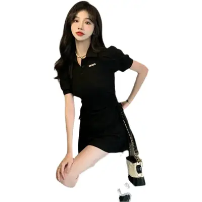 Women Polo Collar Dress Pink Summer 2022