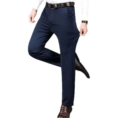 Men's Autumn Velvet Business Black Trousers