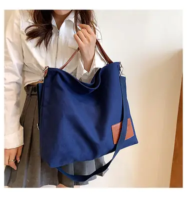 Canvas Shoulder Bag Women Large Capacity Artistic Korean Style
