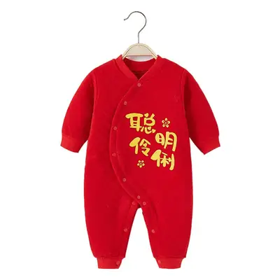 New Year Red Cotton Baby Jumpsuit for Boys Girls