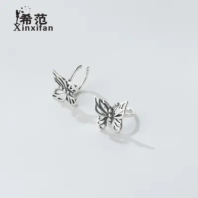 S925 Sterling Silver Butterfly Ear Clips for Women