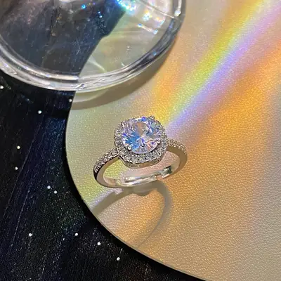 Japanese Korean Style Square Zircon Diamond Ring Women's Adjustable Luxury