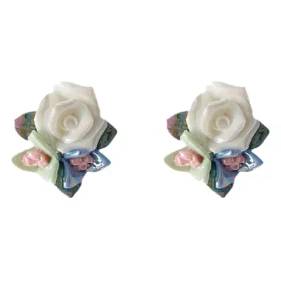 Artistic Ceramic Flower Earrings for Women