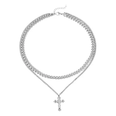 Men's Diamond Cross Cuban Necklace Hip Hop Style