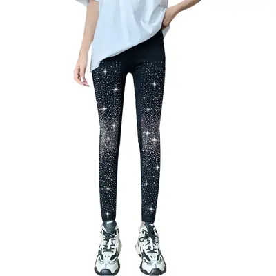 Women Rhinestone Fleece Leggings Slimming Winter Wear