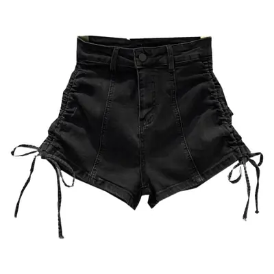 Women Denim Shorts High Waist Elastic Slim Fit