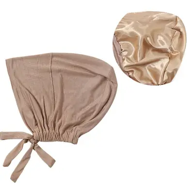 New Modal Satin Lace-Up Cap Red Gold Adjustable