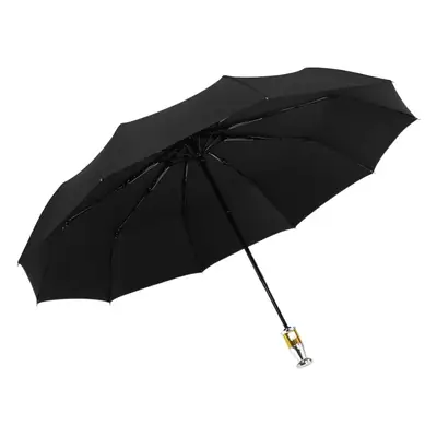 Men's Black Metal Umbrella with Gold Accents
