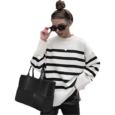 Amazon cross-border source AliExpress ebay wish European and American loose striped sweater