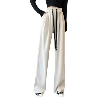 Women Wide Leg Pants Black High Waist Drapey Casual 2025