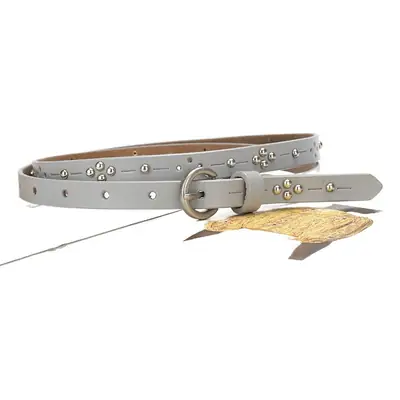Women's Light Gray Rivet Belt All-Match Fashion
