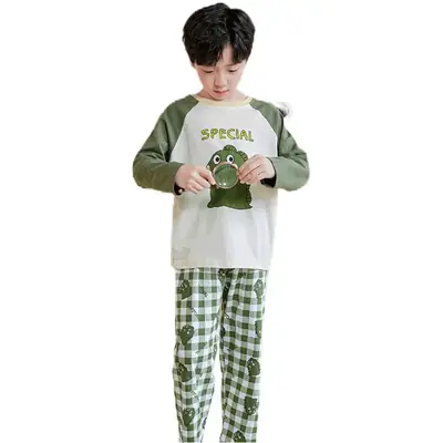 2025 Autumn Boys Cotton Pajamas Special Dinosaur Print