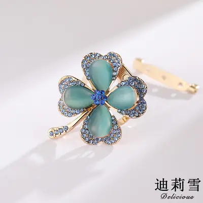Four Leaf Clover Opal Brooch for Women