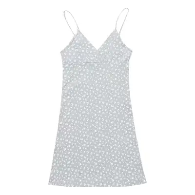 Women V-Neck Strap Dress Light Blue Polka Dot Summer 2026