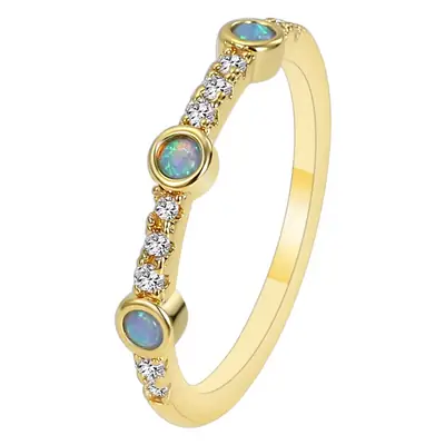 Gold Plated Blue Opal Zircon Ring for Women