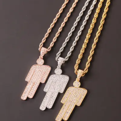 Trendy Villain Hip Hop Necklace with Zircon Tilted Head