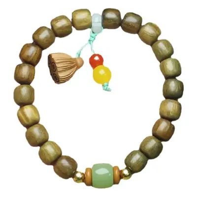 Green Sandalwood 8mm Wooden Lotus Bracelet with Fragrance