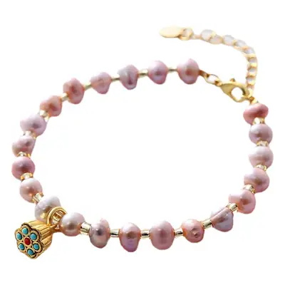 Natural Pink Purple Freshwater Pearl Bracelet for Girls