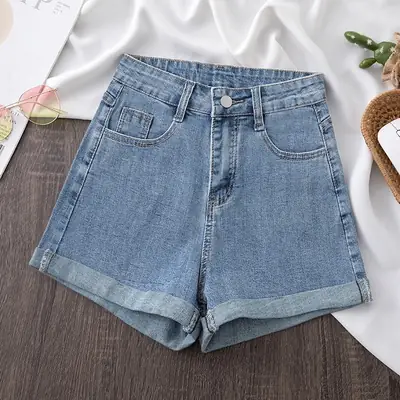 Women Denim Shorts High Waist Slimming Casual