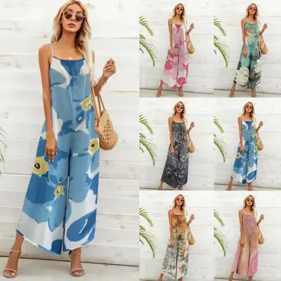 Women Printed Loose Wide Leg Pants Set