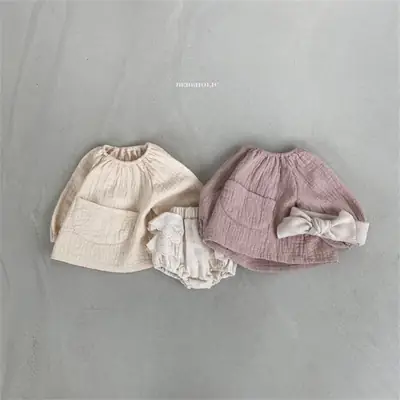 Baby Girl Long Sleeve Pullover Top Set with Headband