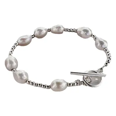 Stainless Steel Pearl Bracelet with T-Buckle