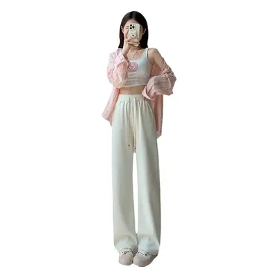 Women Velvet Wide Leg Pants Black High Waist Drapey Casual
