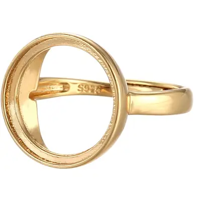 Glossy Gold Ring Bracket 12x12mm High-end Fashion