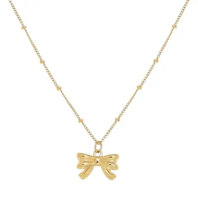 Gold Plated Bow Necklace for Women Summer Wear