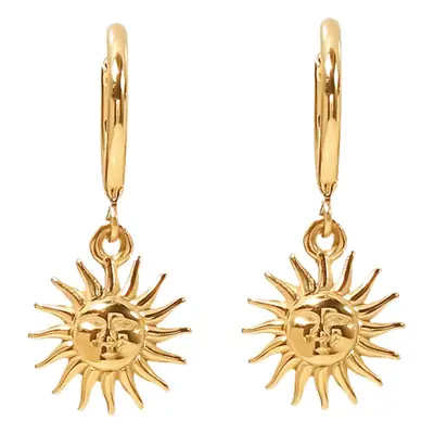 18K Gold Sun Pendant Earrings for Women