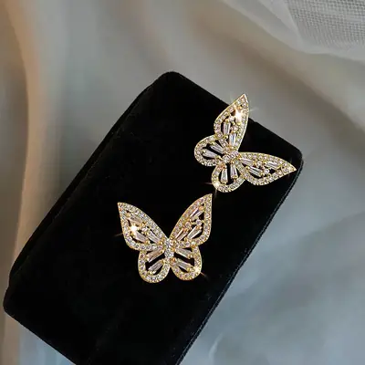 Sparkling Zircon Butterfly Earrings for Women