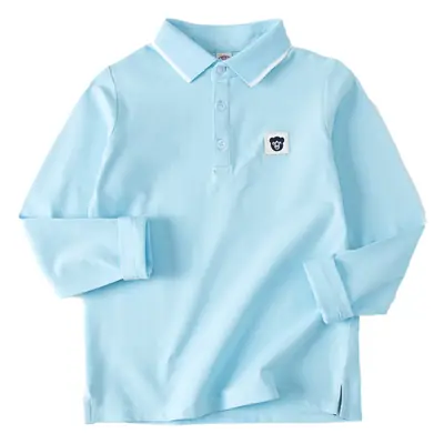Children's Cotton Polo Shirt 2023 Spring Autumn Light Blue Pink White