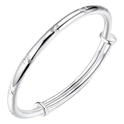 Pure Silver Four-Leaf Clover Bracelet for Women