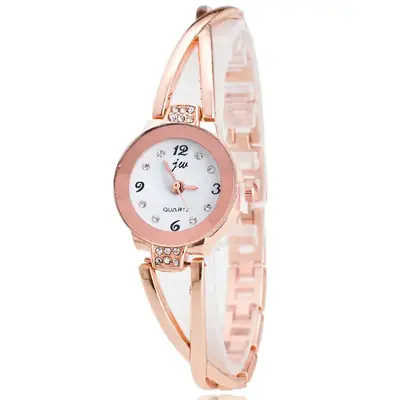 Women's Korean Fashion Watch Silver Steel Strap Black Dial