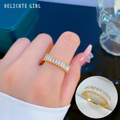 Real Gold Gemstone Finger Ring with Geometric Design